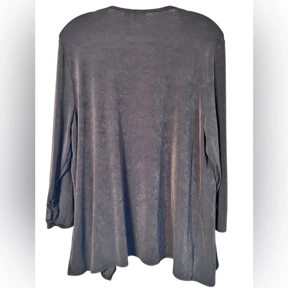 Chico’s Travelers dark gray open front drape cardigan, Chico’s size 2 - Picture 2 of 6